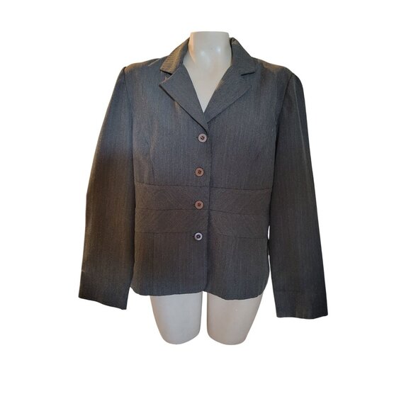 VINTAGE Sag Harbor Gray Womens Blazer 12 Retro office‎ siren boardroomcore - Picture 1 of 6